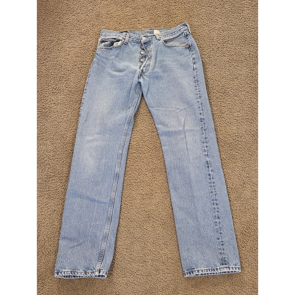 Vtg Y2K Levis 501 Jeans Mens 33x34 Fit 32x31 Medium Wash Straight Button Fly